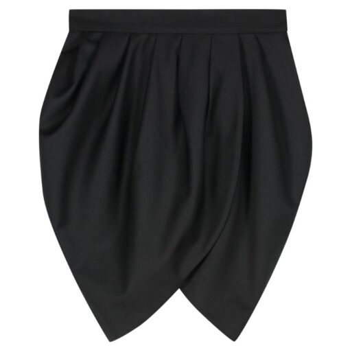 BLACK GABARDINE DRAPED SKIRT - Image 3
