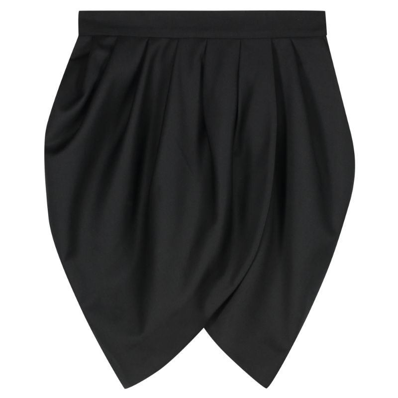 BLACK GABARDINE DRAPED SKIRT - Image 3