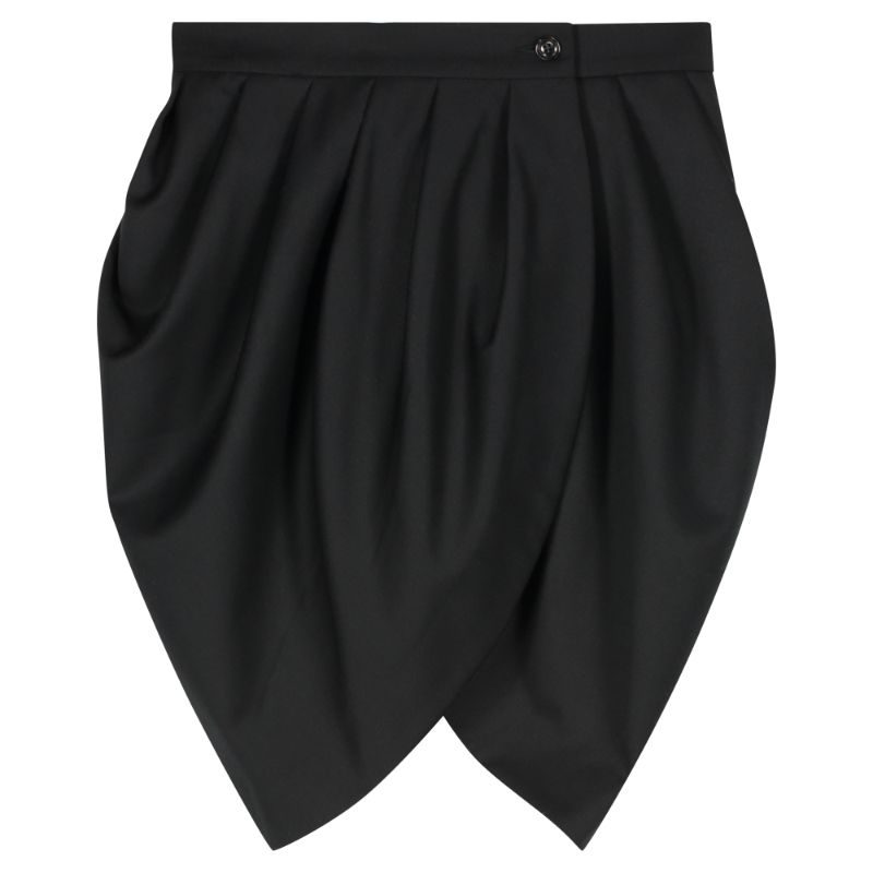 BLACK GABARDINE DRAPED SKIRT