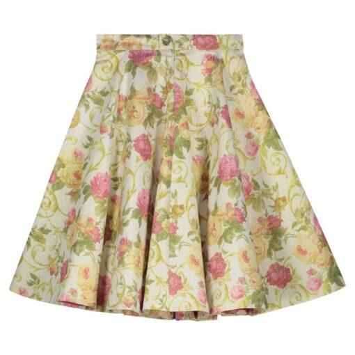 ROMANTIC INDO WESTERN FLOWERBED JACQUARD MIDI SKIRT - Image 3