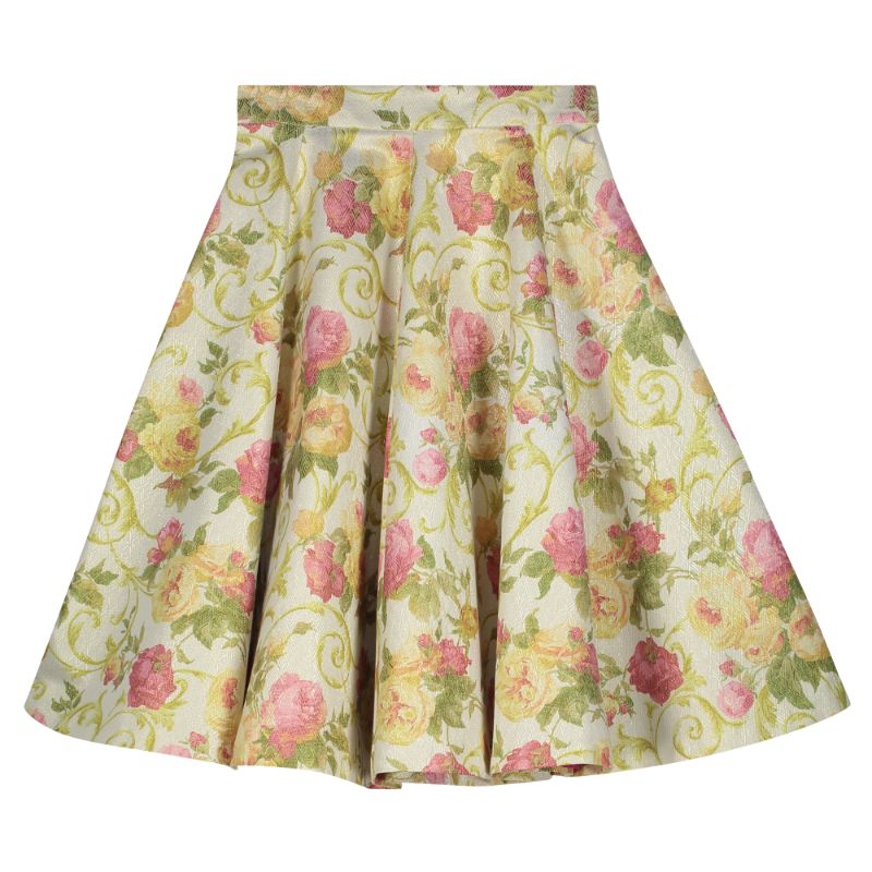Romantic Indo Western Flowerbed Jacquard Midi Skirt ǀ Monique Singh