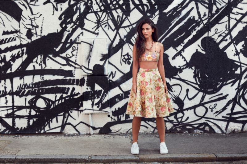 ROMANTIC INDO WESTERN FLOWERBED JACQUARD MIDI SKIRT - Image 2