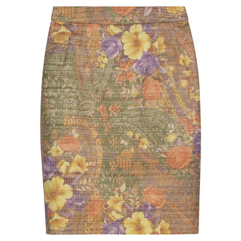 Monique Singh fuses modern Western design with Indian style elements to create her Ionic floral pencil skirt