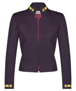 Monique Singh's purple gabardine jacket