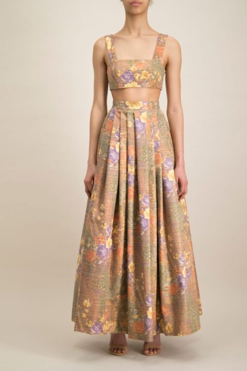 ETHEREAL FLORAL JACQUARD LONG EVENING SKIRT - Image 4