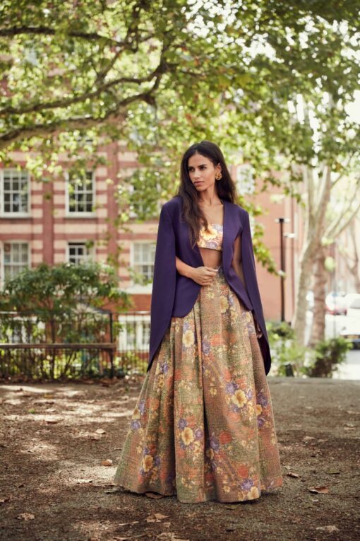 ETHEREAL FLORAL JACQUARD LONG EVENING SKIRT - Image 2