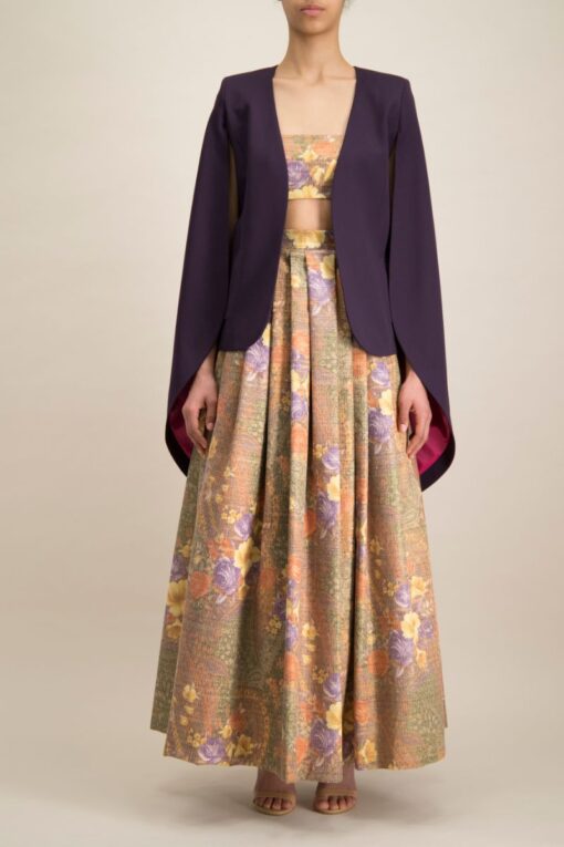 PURPLE GABARDINE CAPE JACKET - Image 4