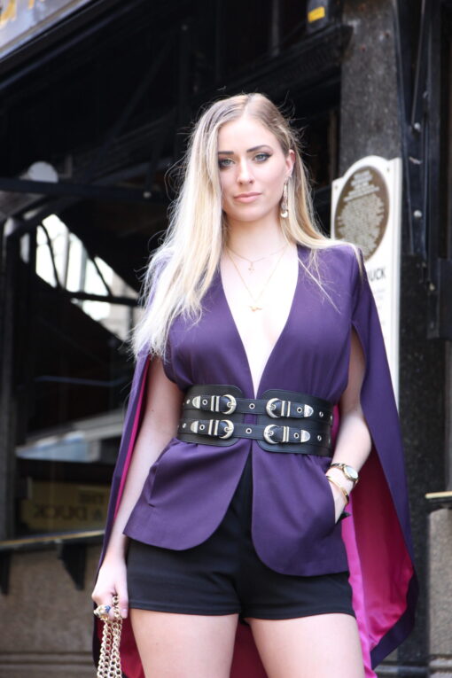 PURPLE GABARDINE CAPE JACKET - Image 7