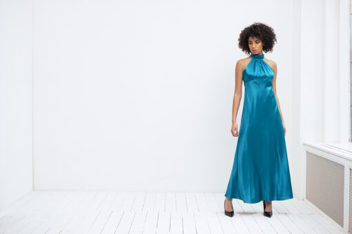 TEAL SILK DRESS - Image 2