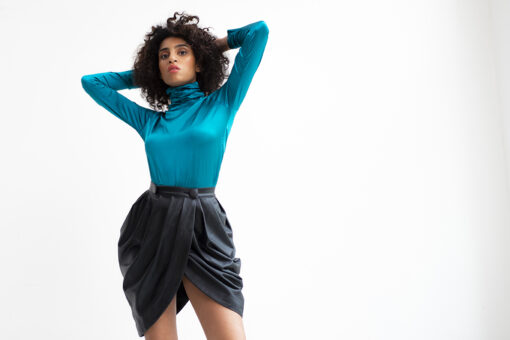FAUX LEATHER DRAPED SKIRT - Image 3