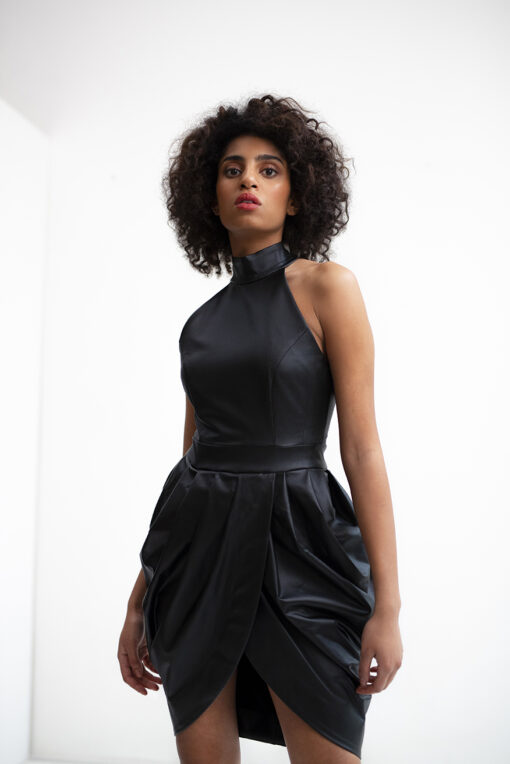FAUX LEATHER MIDI COCKTAIL DRESS - Image 2