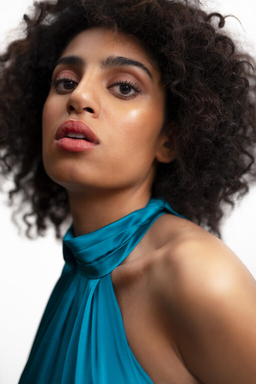 TEAL SILK DRESS - Image 4