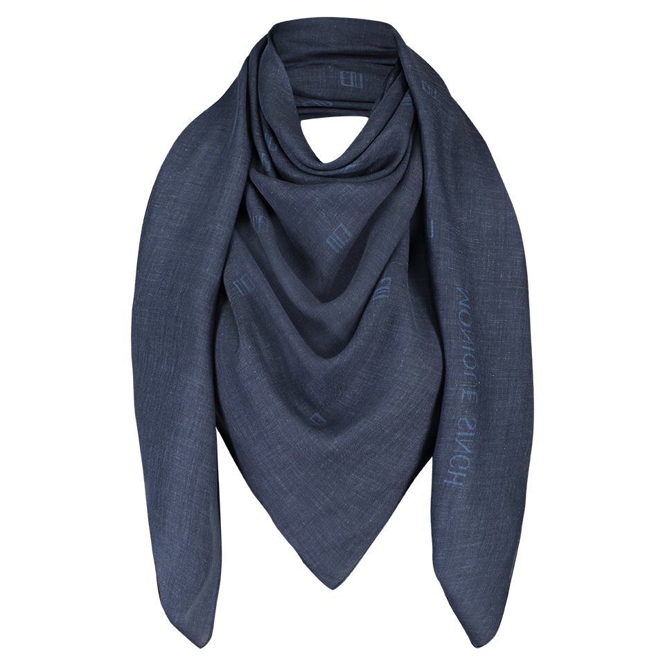 Monogram wool cashmere scarf dark grey