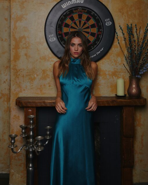 TEAL SILK DRESS - Image 6