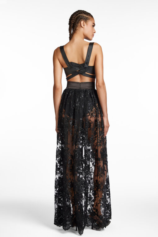 BLACK EMBROIDERED LACE SKIRT - Image 5