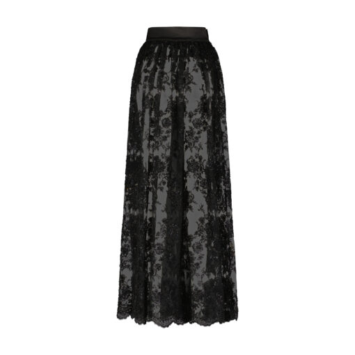 BLACK EMBROIDERED LACE SKIRT - Image 3