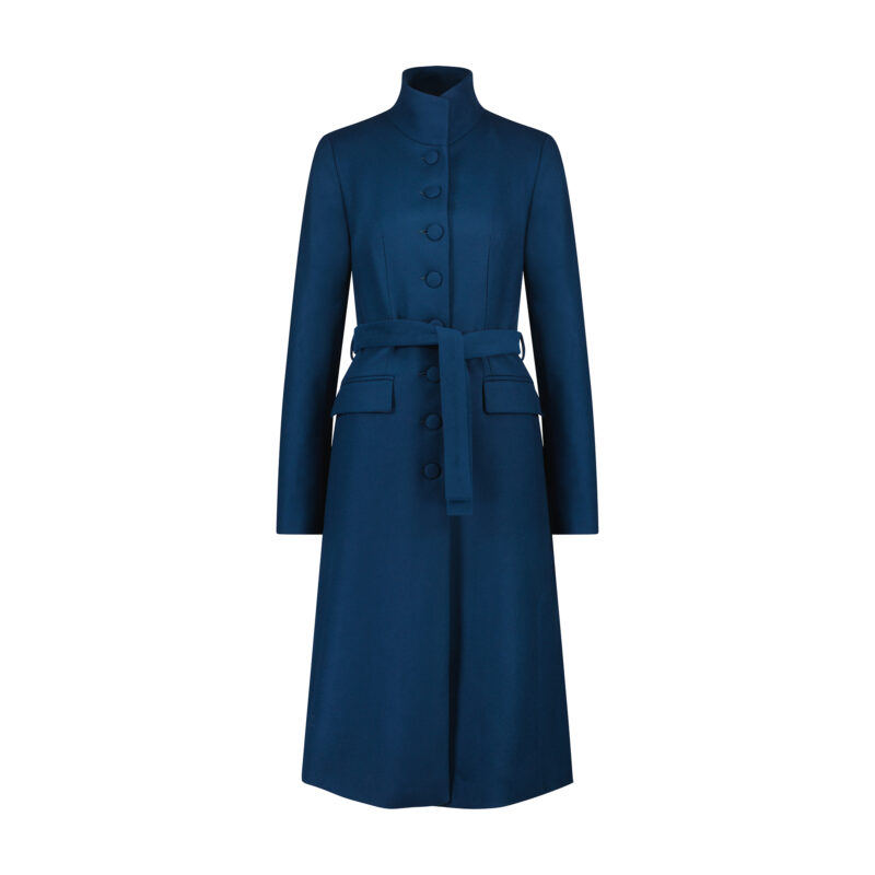 Opulence Teal Tailored Wool Coat from Monique Singh