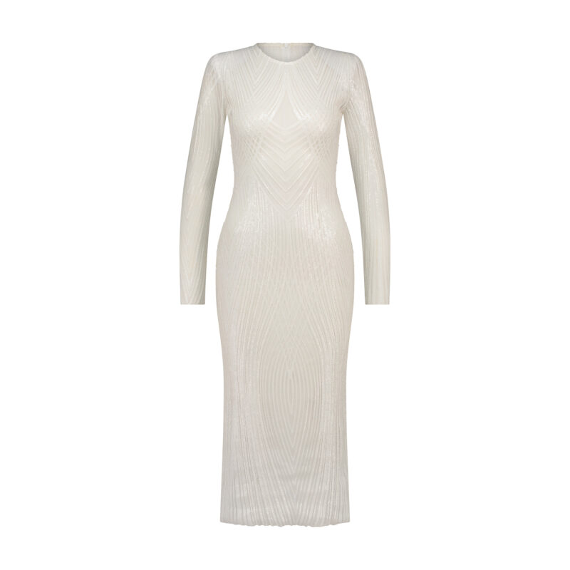 This Crystal White Dress from Monique Singh ticks all the boxes.