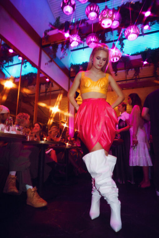 HOT PINK DRAPED SKIRT - Image 7