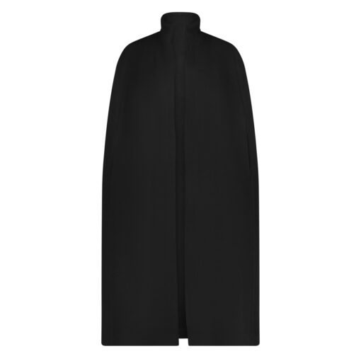 Black wool cape jacket_black_FRONT