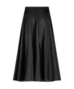 BLACK FAUX LEATHER FLARED SKIRT eclipse