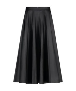 Black Faux Leather Flared Skirt