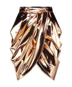 metal pleat skirt-bronze_FRONT